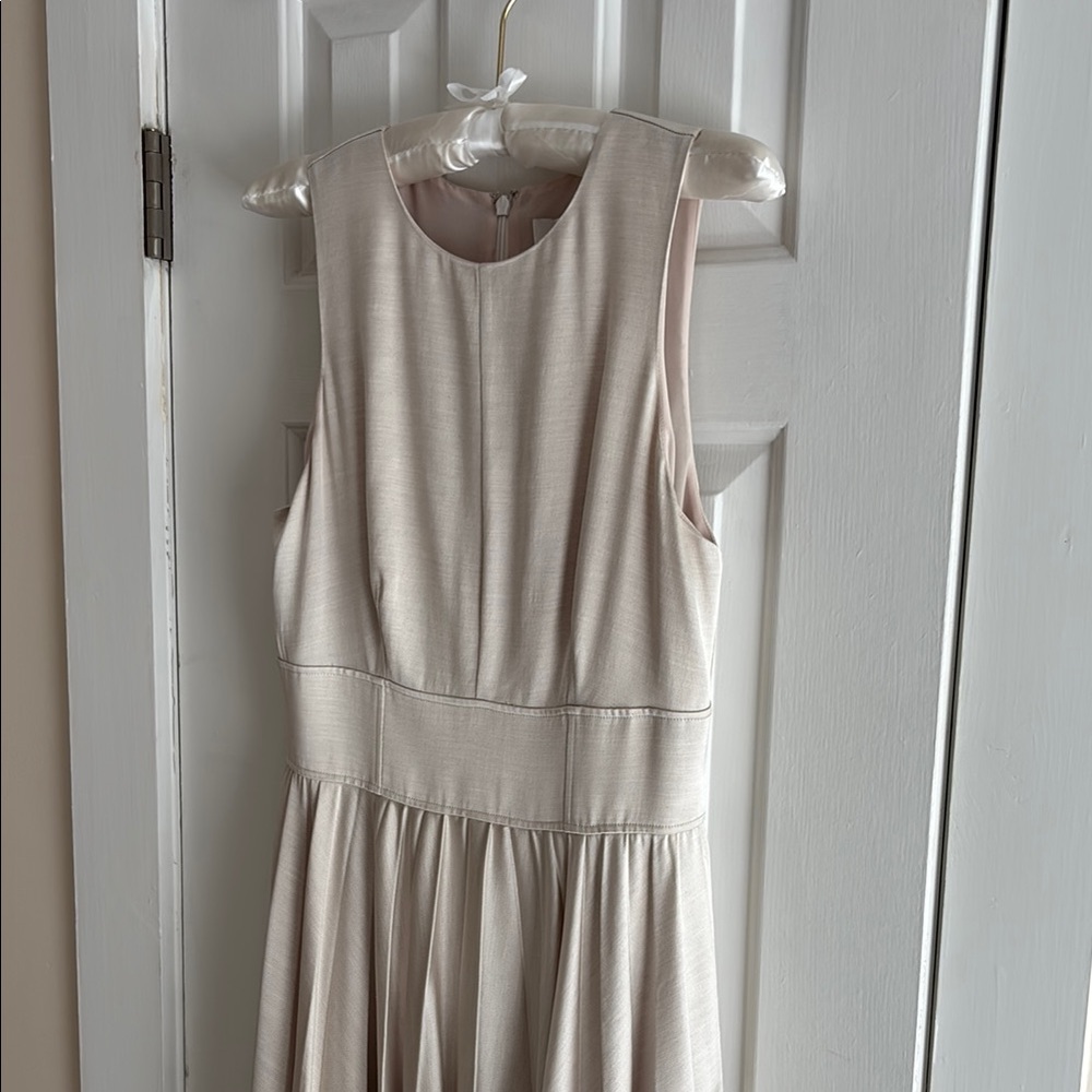 Banana Republic Ness Pleated Satin Midi Dress Size 4 Cream - Picture 10 of 14